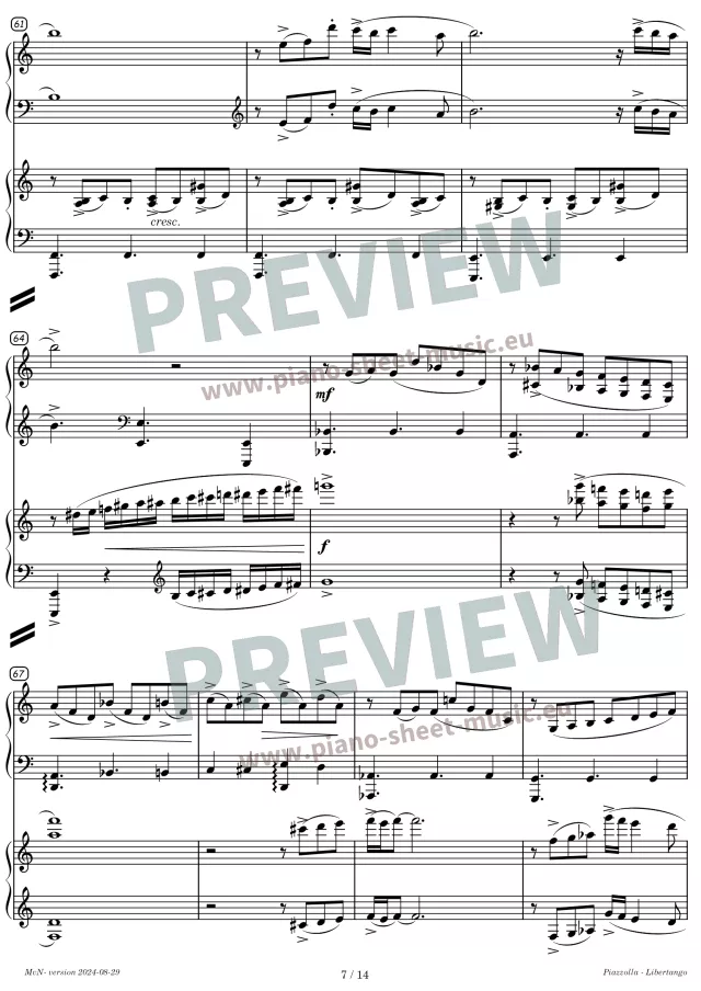 Piazzolla -Libertango -Preview sheet music for two pianos -page 7