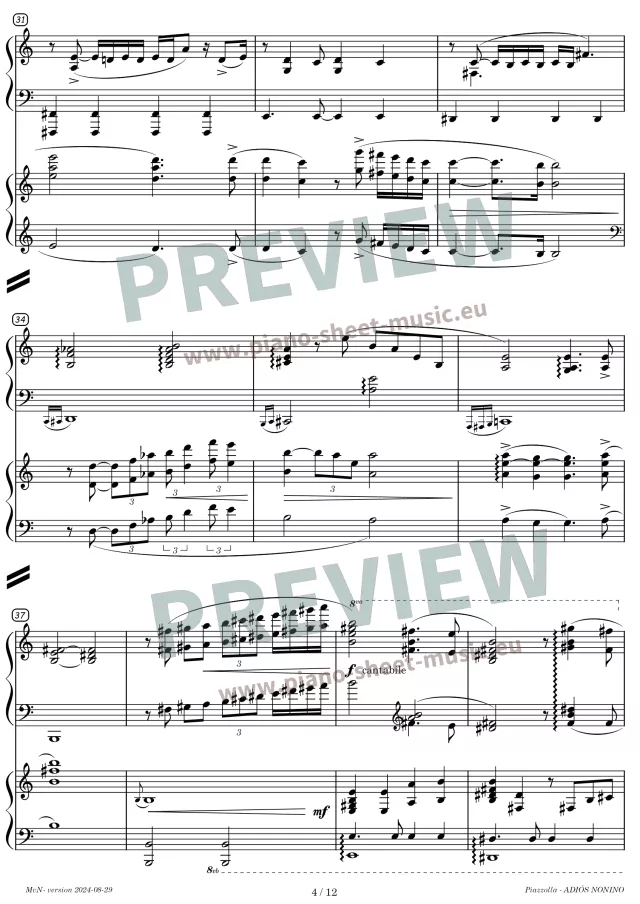 Piazzolla -Adios Nonino -piano sheet music for two pianos -PDF-page 4