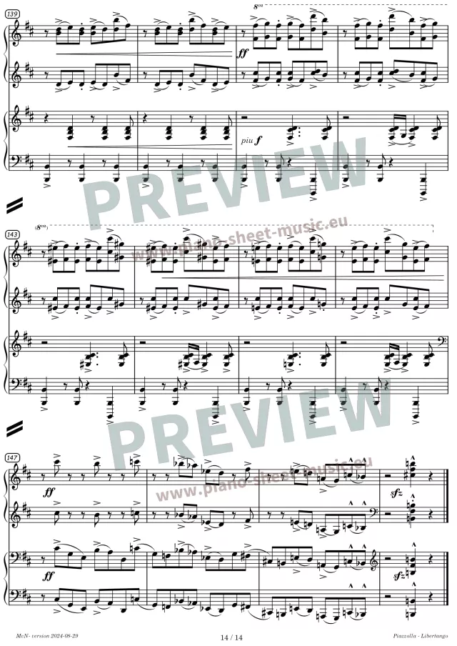 Piazzolla -Libertango -Preview sheet music for two pianos -page 14