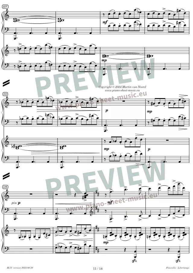 Piazzolla -Libertango -Preview sheet music for two pianos -page 11